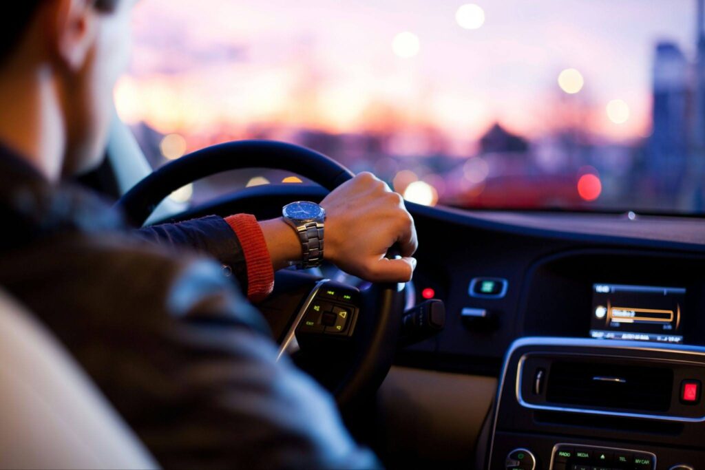 A young driver driving alone.